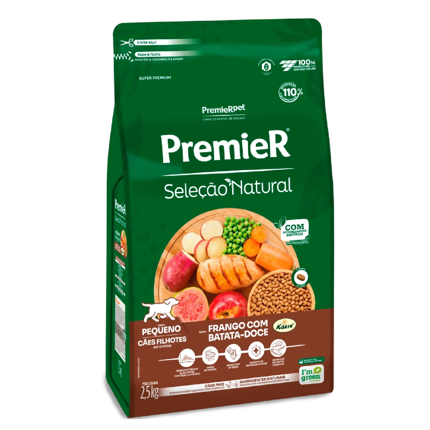 Ração Premier Seleção Natural Cães Filhotes Raças Pequenas Frango com Batata Doce